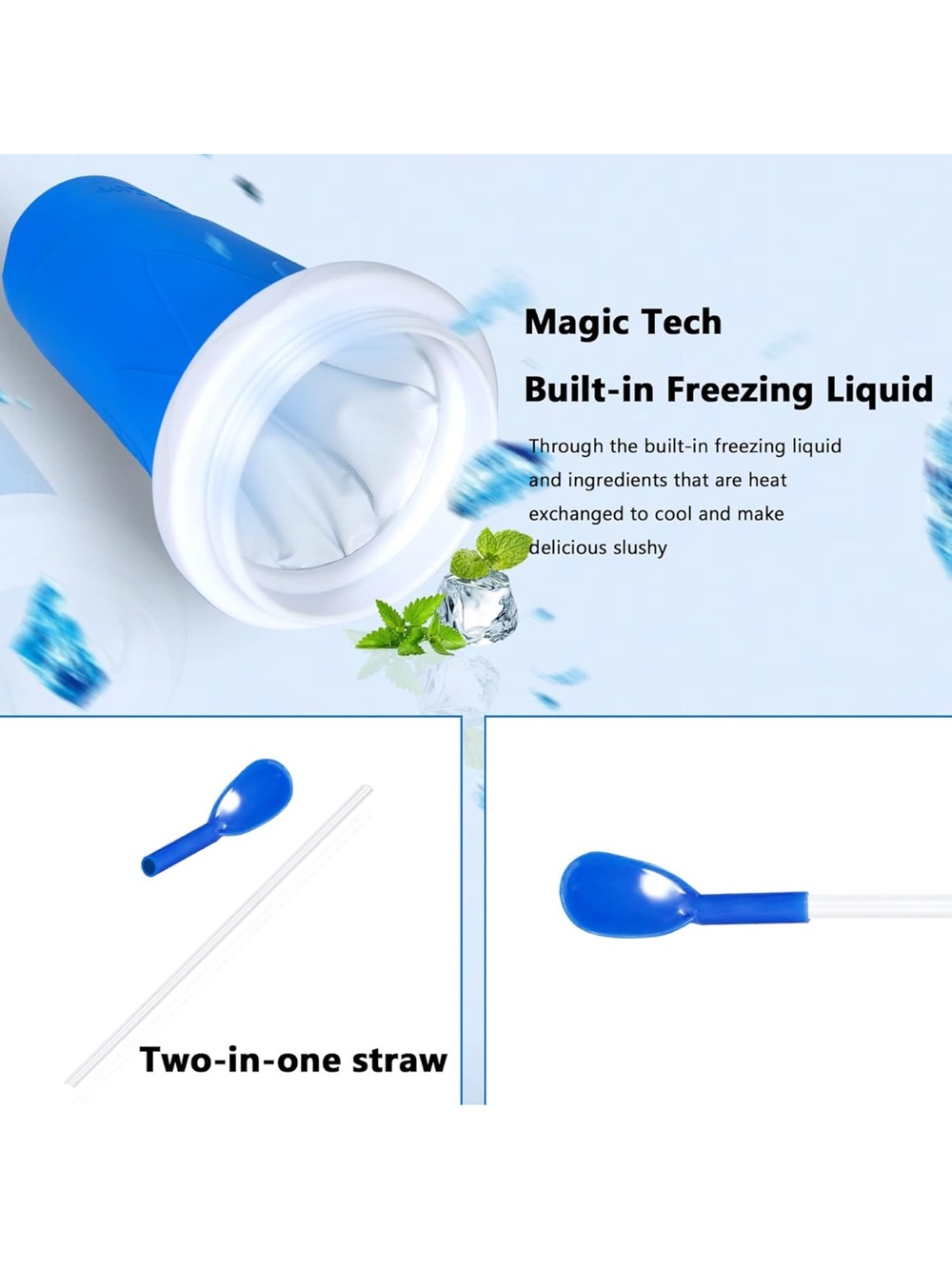 Color Land Slushy Cup, TIK TOK Slushie Maker Cup Frozen Magic Squeeze Cup Blue - Picture 4 of 13